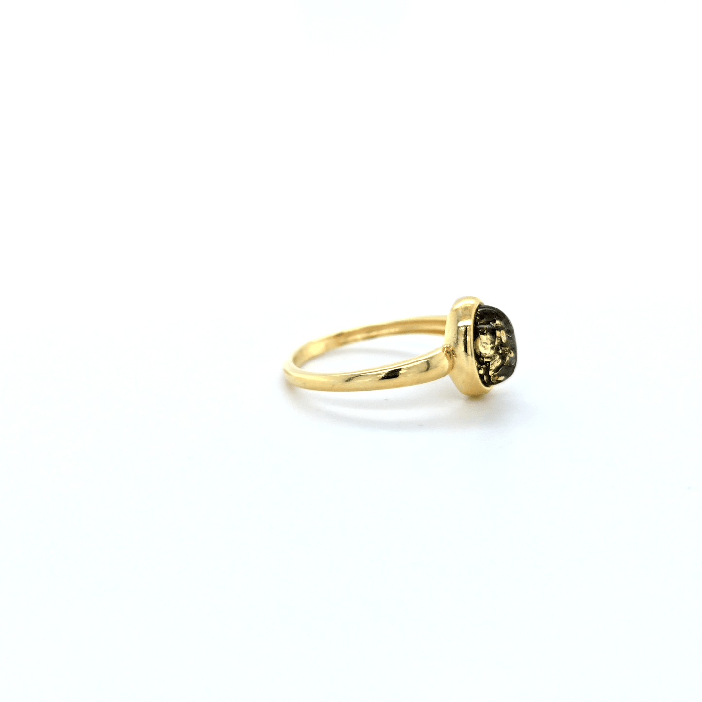 Ovale Barnsteen Ring 24K Verguld
