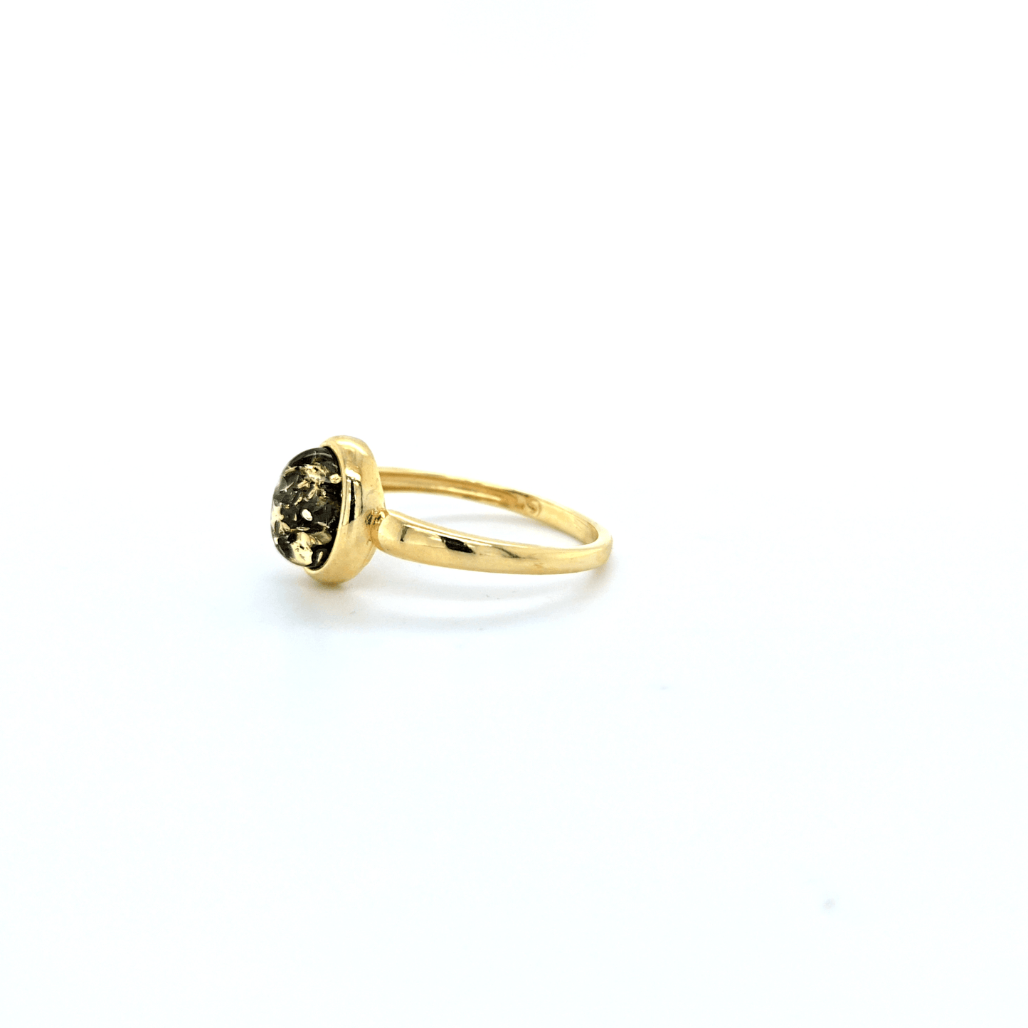 Ovale Barnsteen Ring 24K Verguld