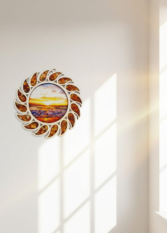 Maritime Wanddeko mit echtem Bernstein