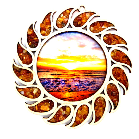 Maritime Wanddeko mit echtem Bernstein