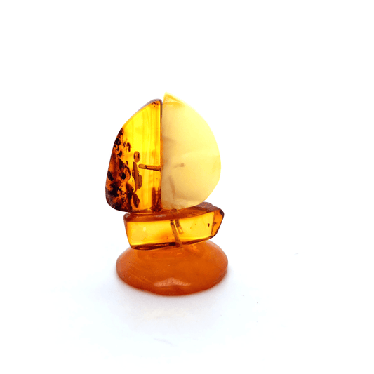 Mini Segelboot aus echtem Bernstein Figur