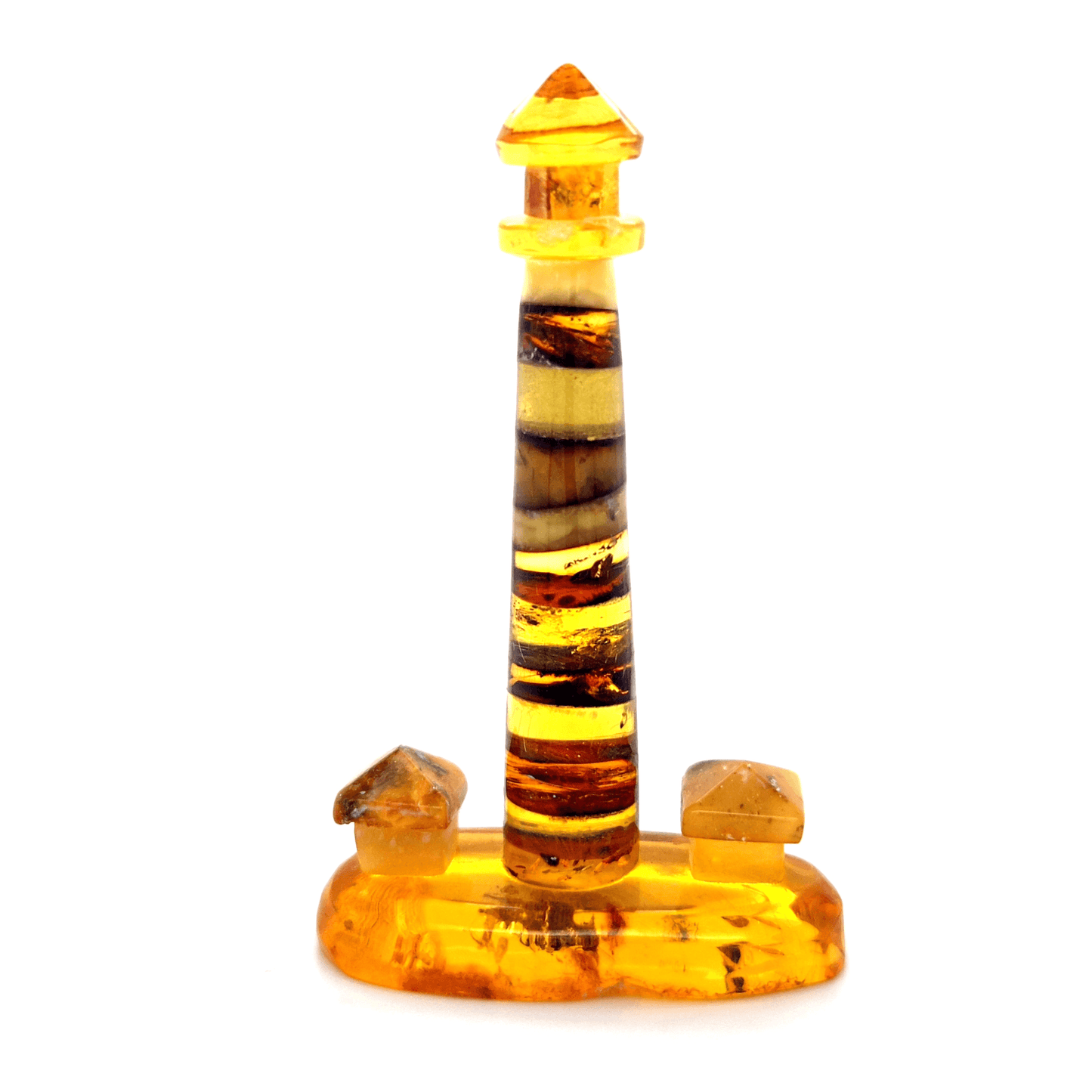 Leuchtturm Figur aus echtem Bernstein maritim