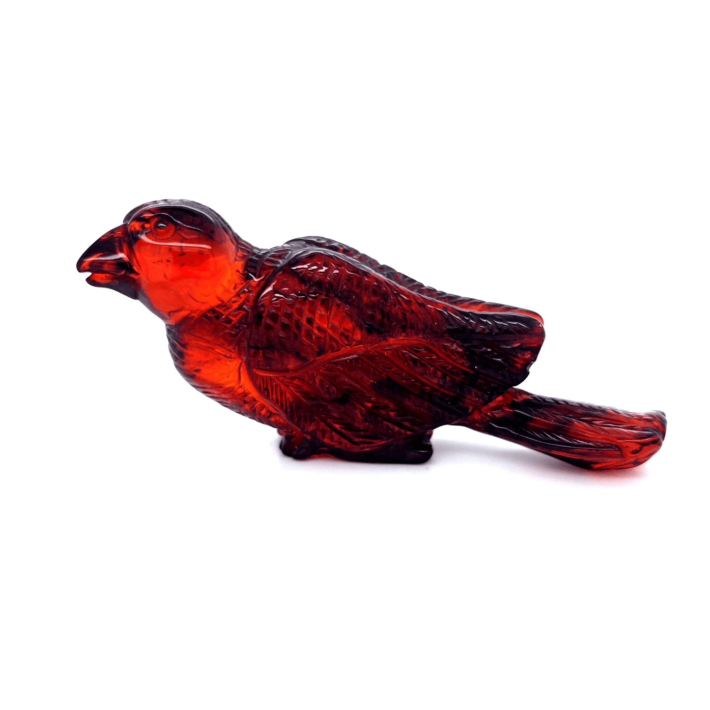 Barnsteen vogel miniatuur handgemaakt figuurtje