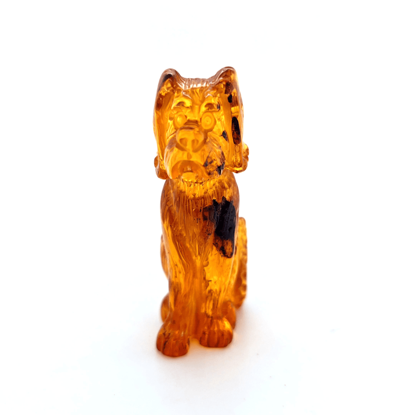 Handgefertigte Hundefigur aus echtem Bernstein