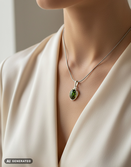 Bijoux en ambre minimalistes – pendentif en argent fait main