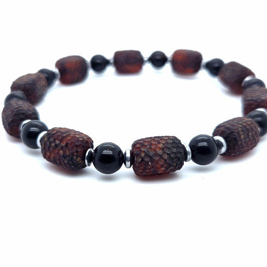 Modernes Perlenarmband aus Naturbernstein und 925 Sterling Silber