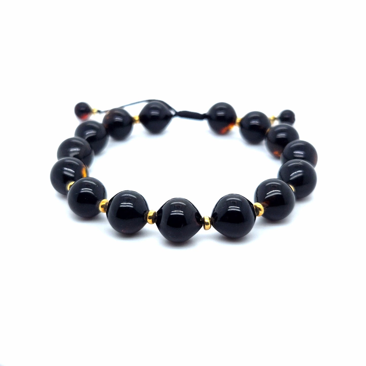 Unisex Barnsteen Armband – Zwarte Baltische Barnsteen & Goud