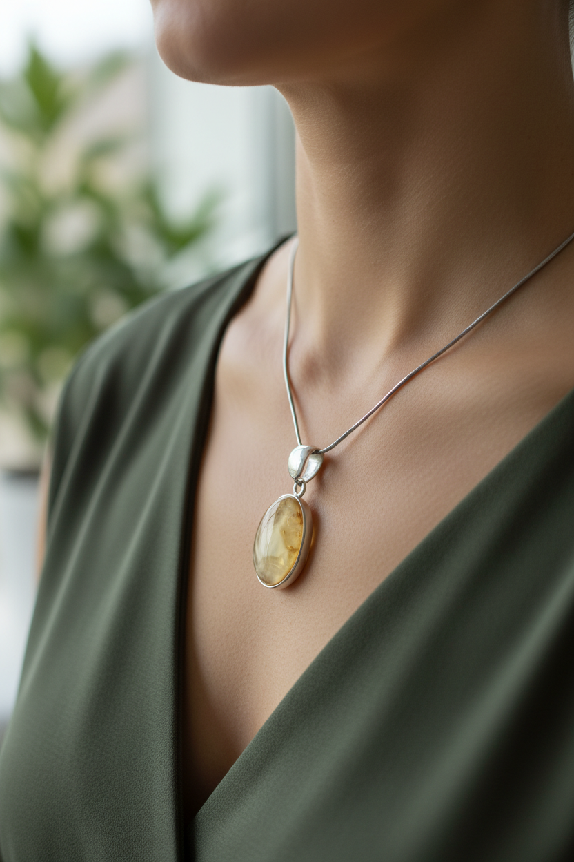 Harmonischer Naturstein-Schmuck: Poliertes Sterling Silber & zarter Pastellton