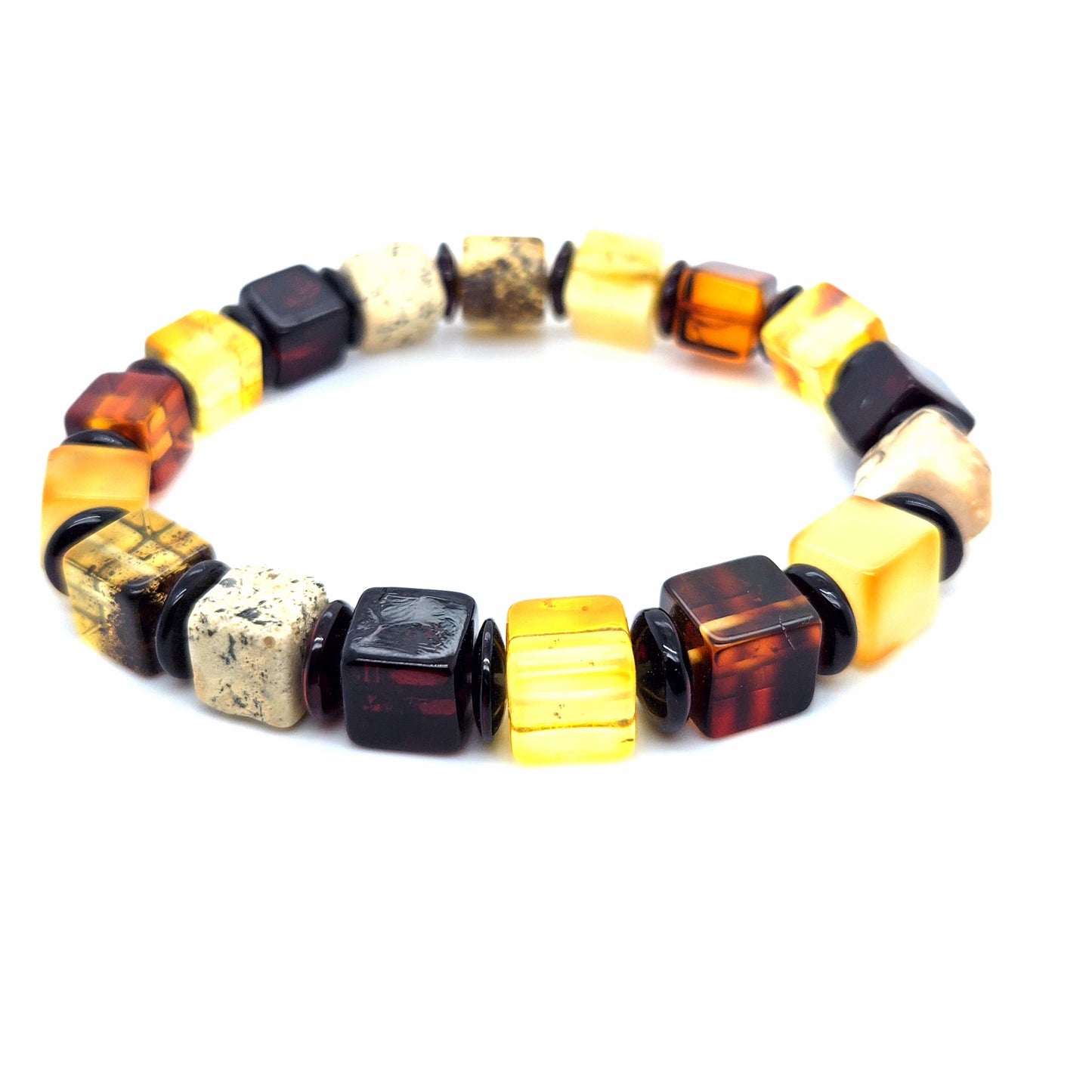 Bernstein-Armband in edler Würfel-Optik