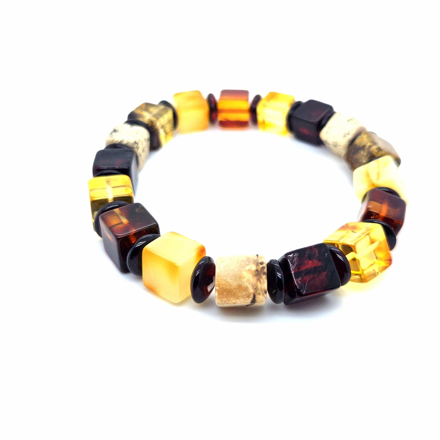 Bernstein-Armband in edler Würfel-Optik