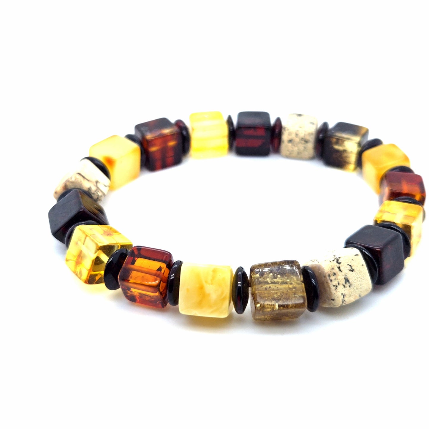 Bernstein-Armband in edler Würfel-Optik