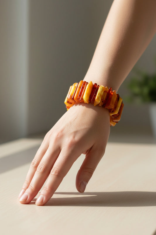 Natürlicher Edelstein Armband aus Bernstein handgearbeitet