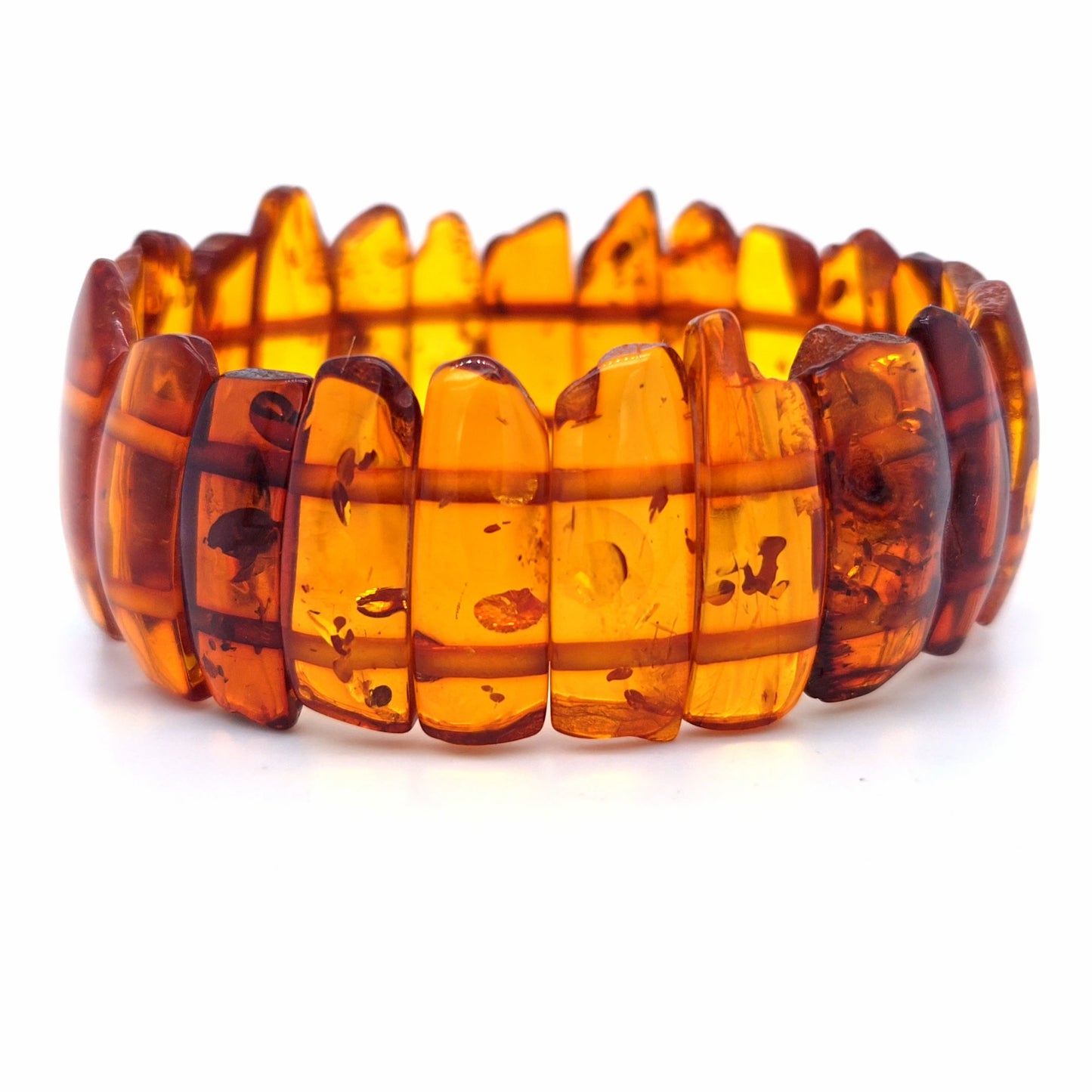 Luxus Echtschmuck: Flexibles Bernstein-Armband mit individuellem Farbspiel