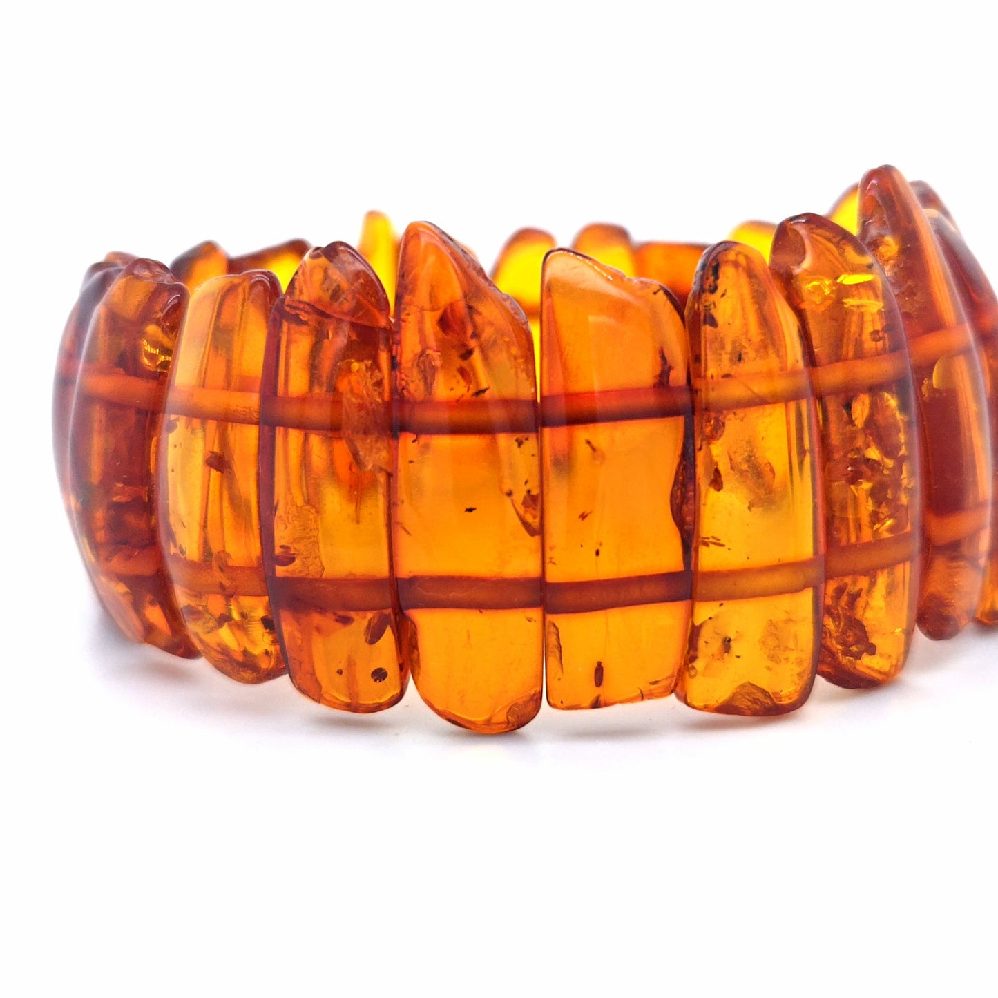 Luxus Echtschmuck: Flexibles Bernstein-Armband mit individuellem Farbspiel