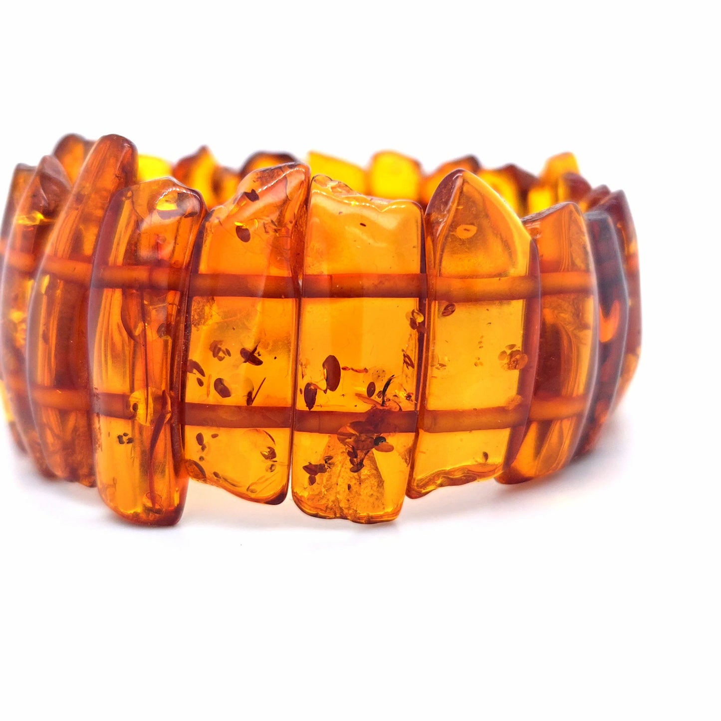 Luxus Echtschmuck: Flexibles Bernstein-Armband mit individuellem Farbspiel