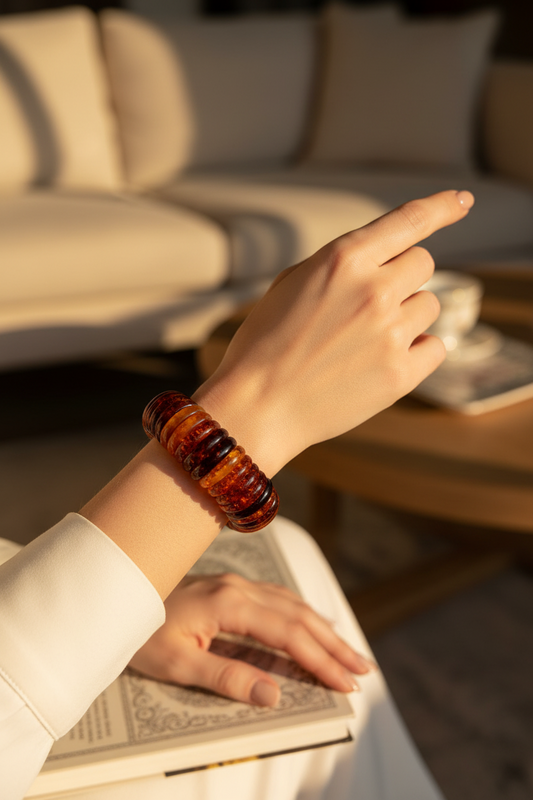 Warm leuchtendes Bernstein-Armband in feiner Handarbeit gefertigt