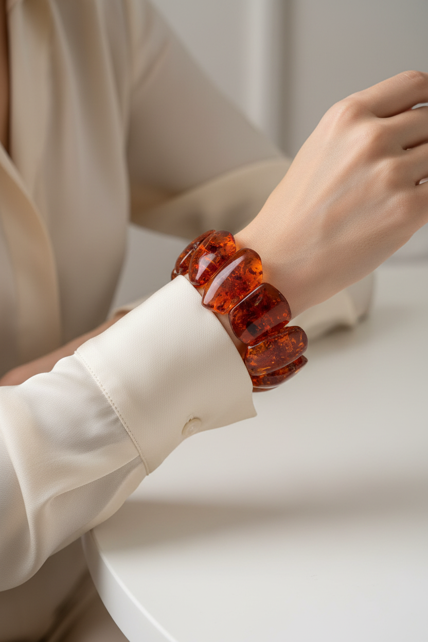 Charaktervoller Rügen-Bernstein auf doppeltem Gummiband – Schweres Meisterstück