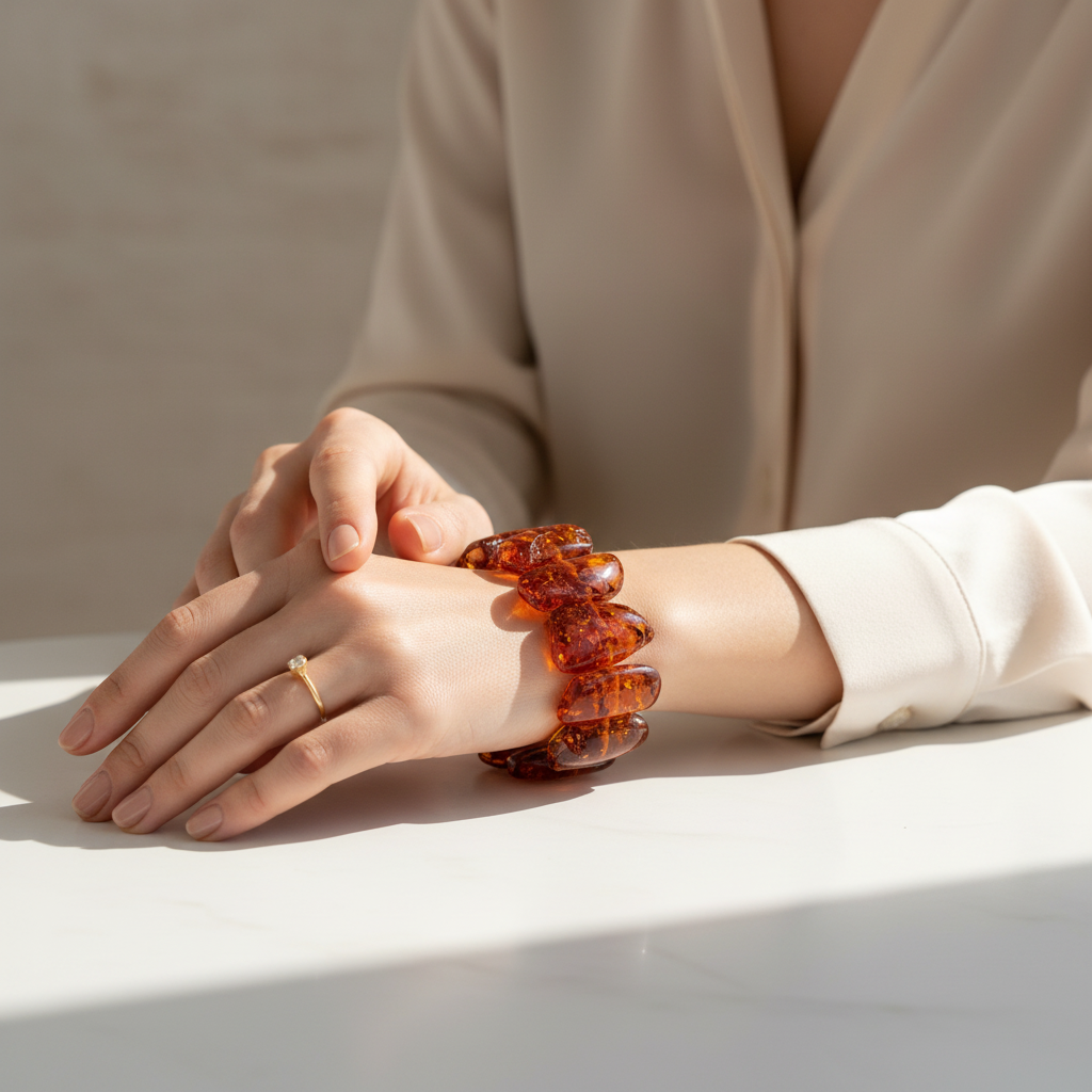 Flexibles Statement-Armband aus echtem Ostsee-Bernstein