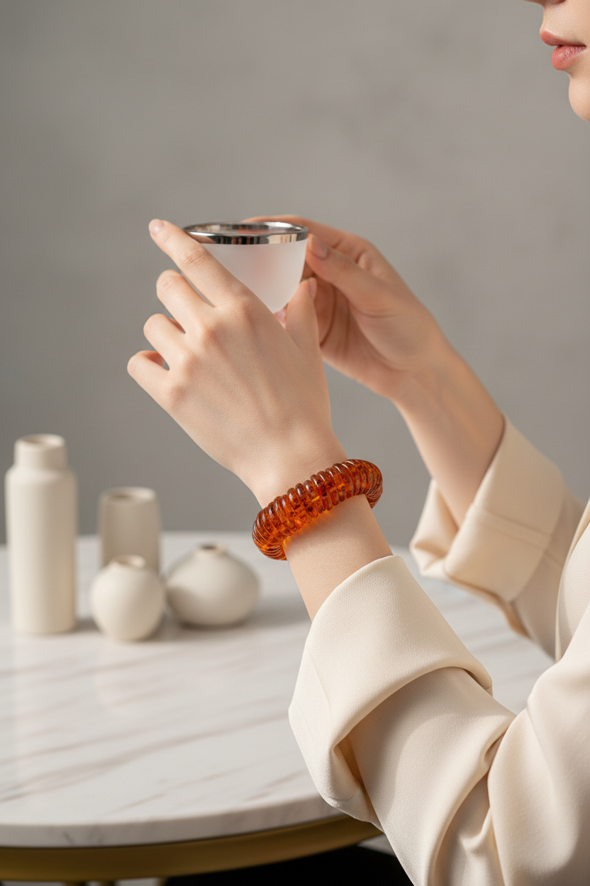 Feines Ostsee-Gold: Elastisches Naturbernstein-Armband handgemacht