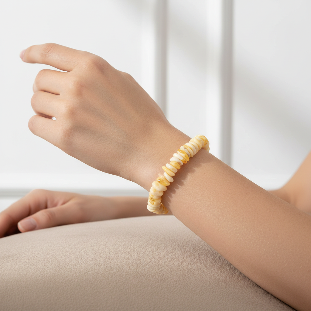 Heller Butterscotch Bernstein Armband: Elastisches Unikat in Butterscotch-Optik
