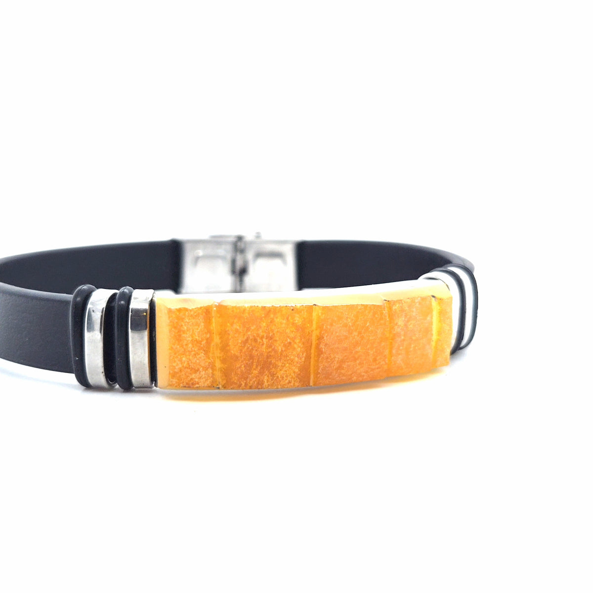 Stilvolles Bernstein-Lederarmband – Markantes Schmuckstück