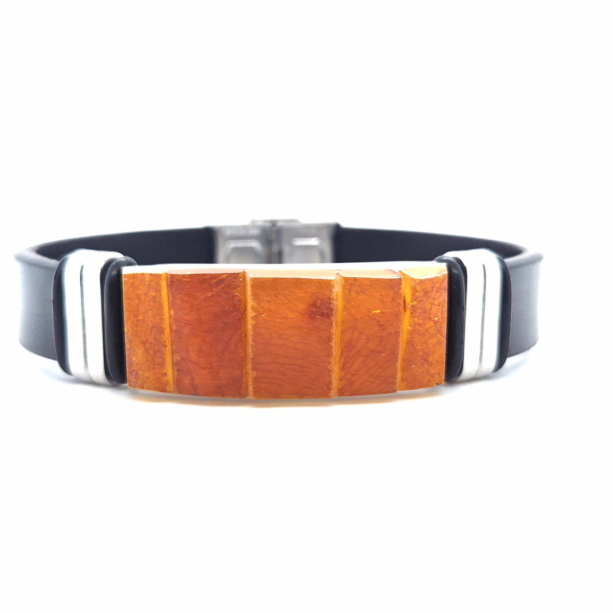 Designer-Armband für Sie und Ihn – Moderner Materialmix aus orangefarbenem Naturstein