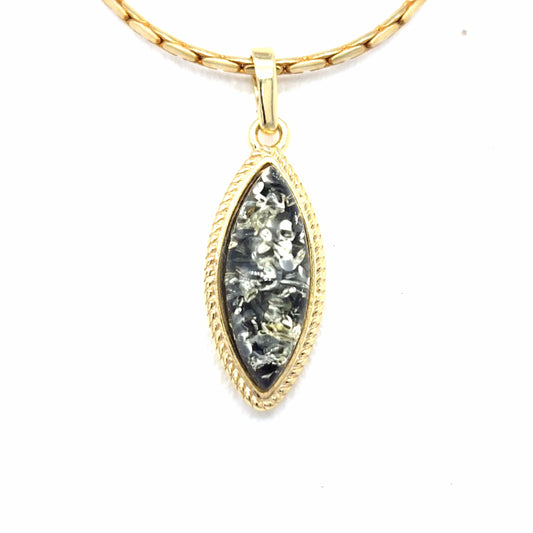 Edler Bernstein-Anhänger in 24k Goldplattierung auf 925 Sterling Silber