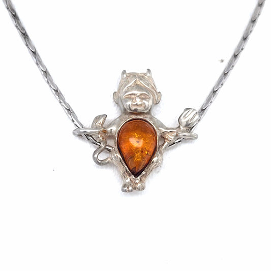 Bernstein-Schmuck „Teufelchen“ – Modernes Design, Sterling Silber