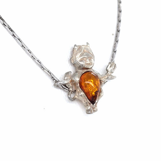 Bernstein-Schmuck „Teufelchen“ – Modernes Design, Sterling Silber