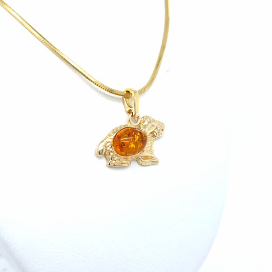 Schmuck Sternzeichen Widder – Hochwertig vergoldetes Silber mit Bernstein