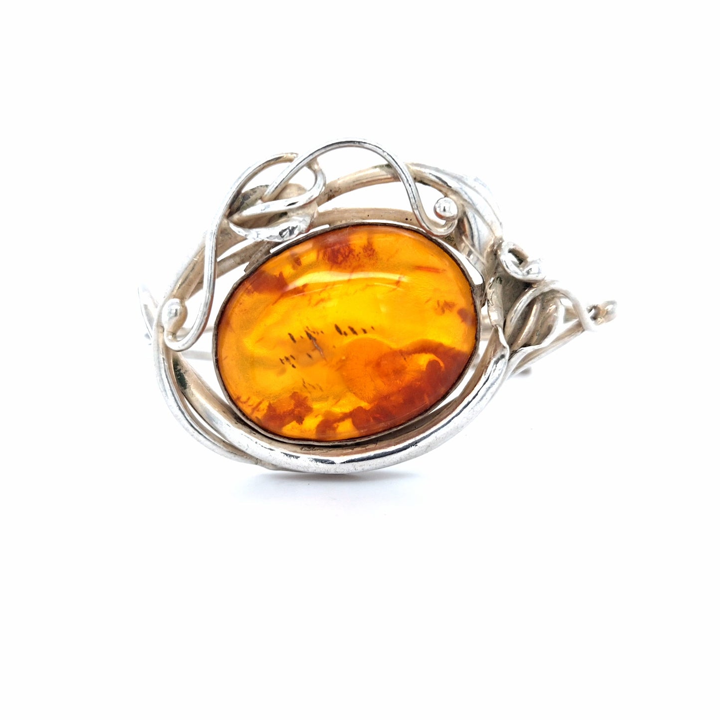 Einzigartiger Statement-Armspange mit Orange Bernstein Antik-Stil