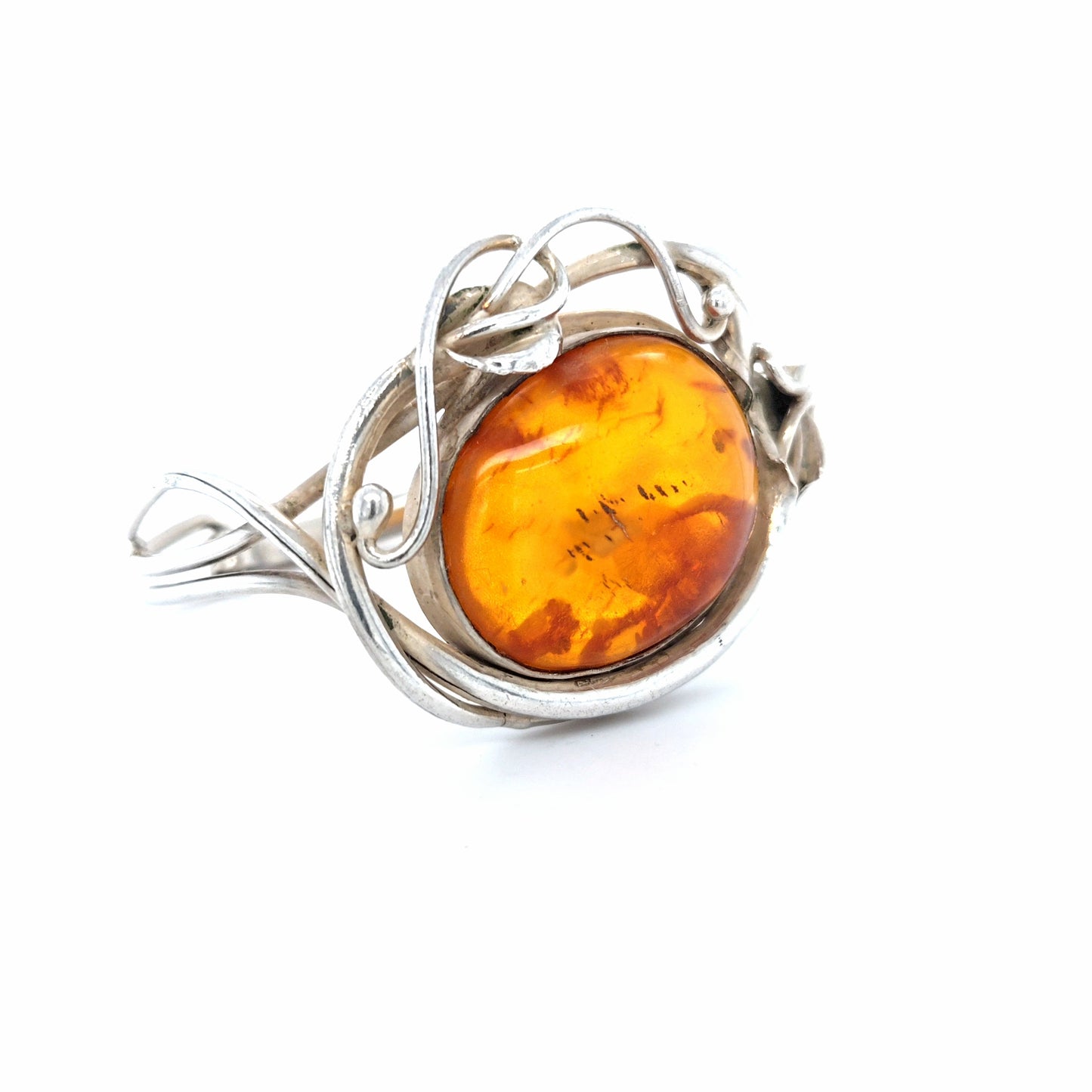 Einzigartiger Statement-Armspange mit Orange Bernstein Antik-Stil