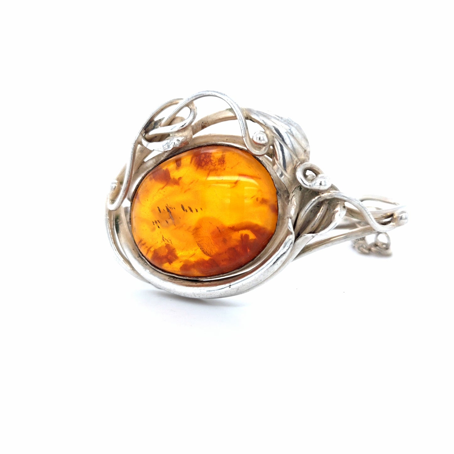Einzigartiger Statement-Armspange mit Orange Bernstein Antik-Stil