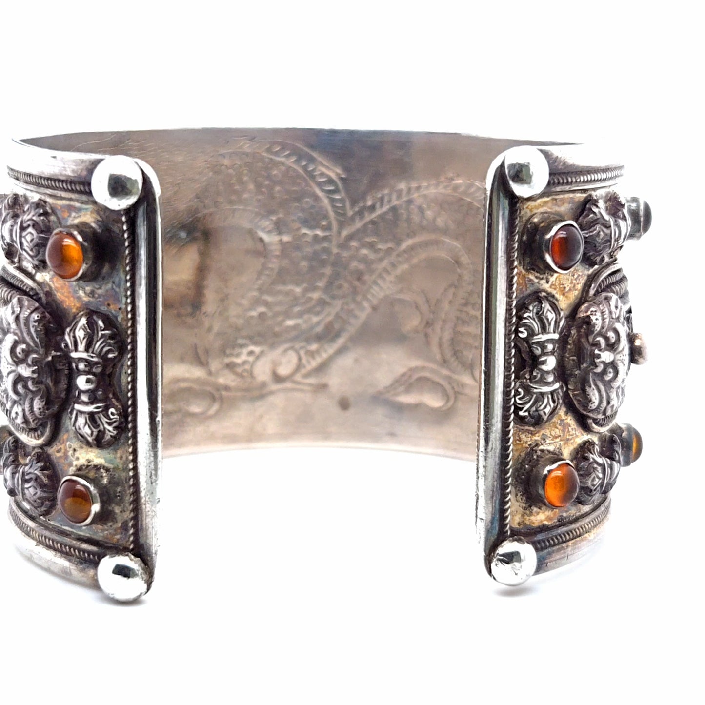 Handgemachte Silber Armspange mit wunderschönem Bernstein