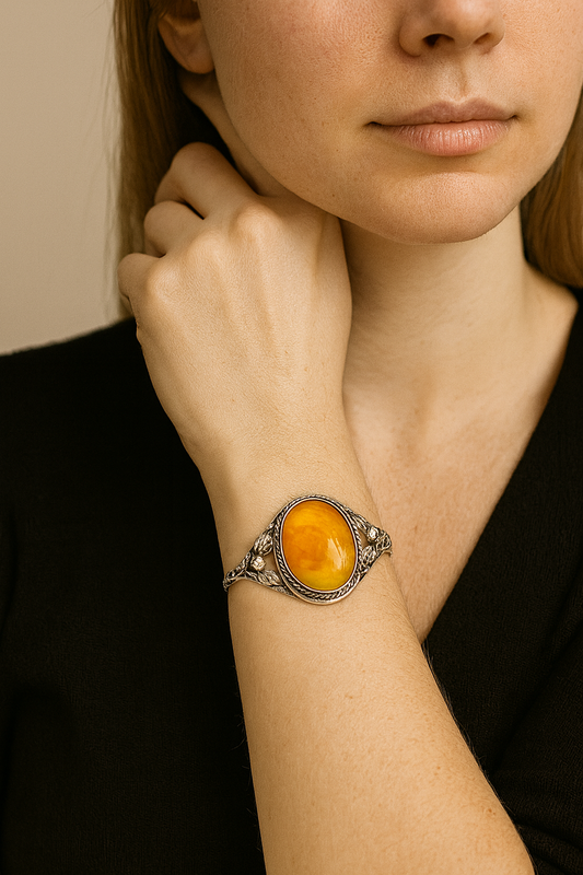 Honiggelber Buttercotch Bernstein Armreif Einzelstück für Damen