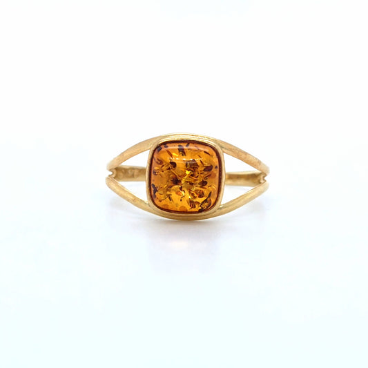 Bague moderne avec ambre carré – Différentes couleurs  