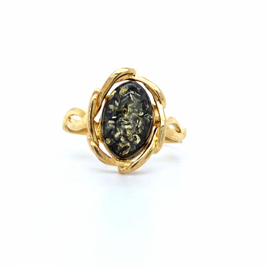 Bague en ambre – Design exquis en argent plaqué or de haute qualité  