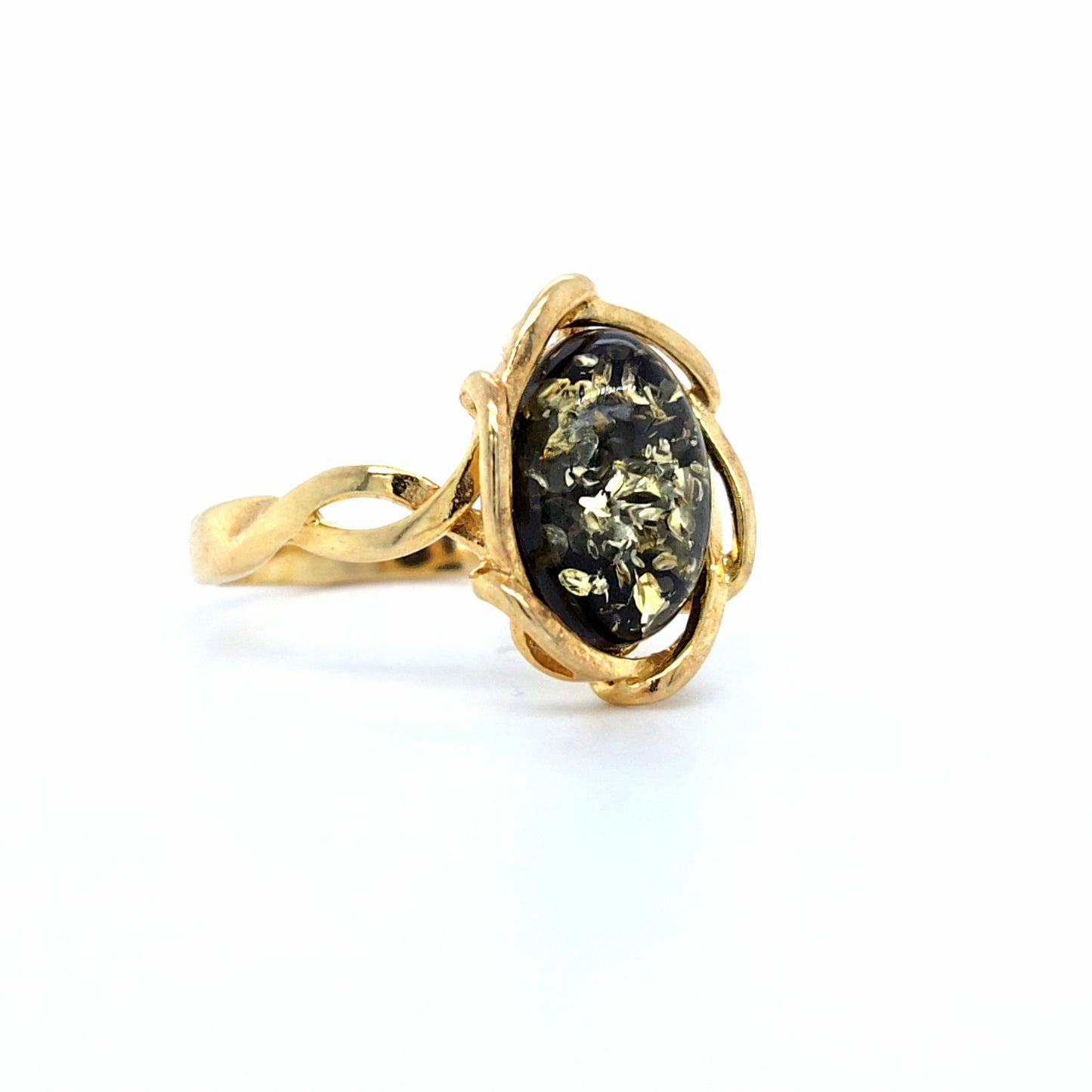 Bernstein-Ring – Exquisites Design durch hochwertig vergoldetes Silber