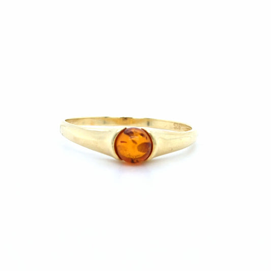Bague minimaliste en argent avec ambre – Plaqué or 24 carats  