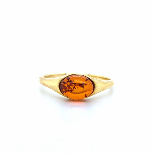 Bague moderne avec ambre ovale – Simple & élégante  