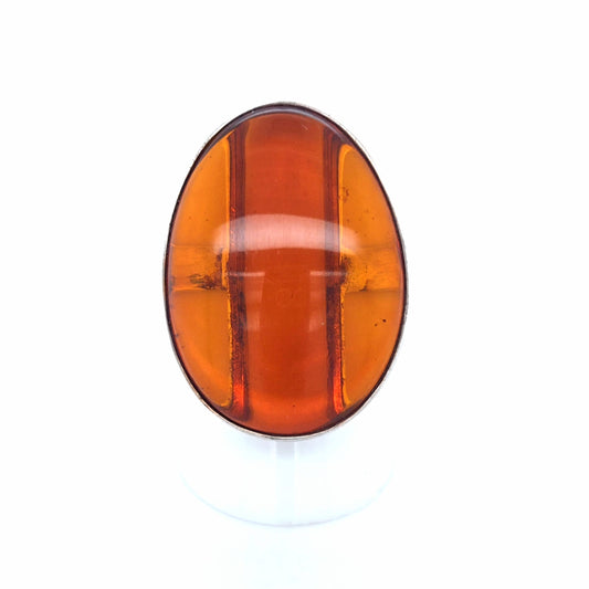 Exklusiver Statement-Ring: Echtes transparentes Naturbernstein & Silber