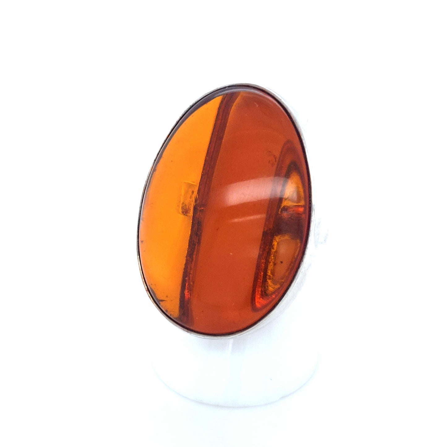 Exklusiver Statement-Ring: Echtes transparentes Naturbernstein & Silber