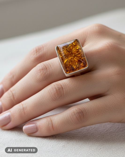 Designer-Unikat aus echtem 925 Sterling Silber und edlem Naturbernstein