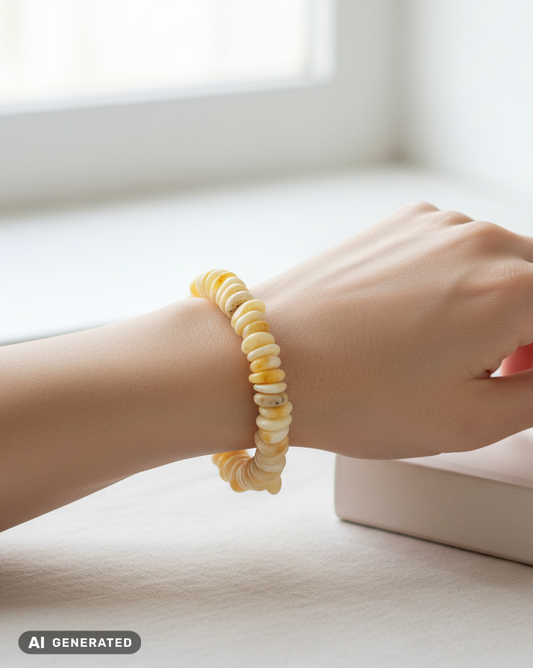 Heller Butterscotch Bernstein Armband: Elastisches Unikat in Butterscotch-Optik