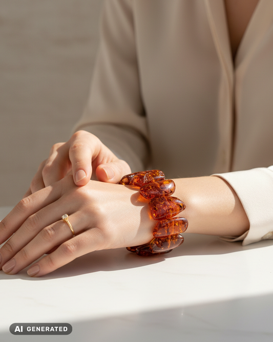 Flexibles Statement-Armband aus echtem Ostsee-Bernstein