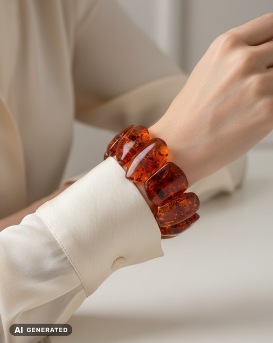 Charaktervoller Rügen-Bernstein auf doppeltem Gummiband – Schweres Meisterstück