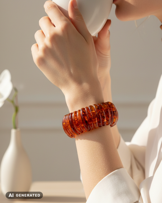Sonnenband: Flexibles Armband aus echtem baltischen Bernstein