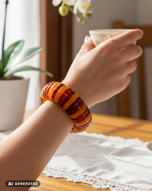 Handgefertigtes Bernstein-Armband: Rügen Unikat mit zweifarbigem Ostseeschmuck