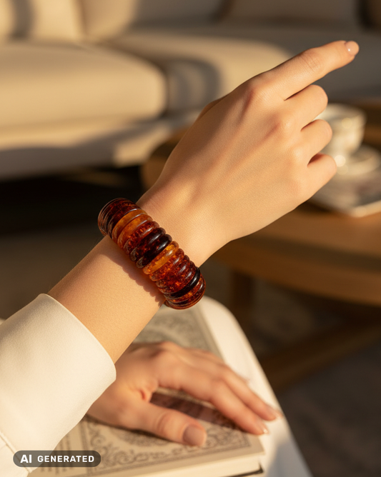 Warm leuchtendes Bernstein-Armband in feiner Handarbeit gefertigt