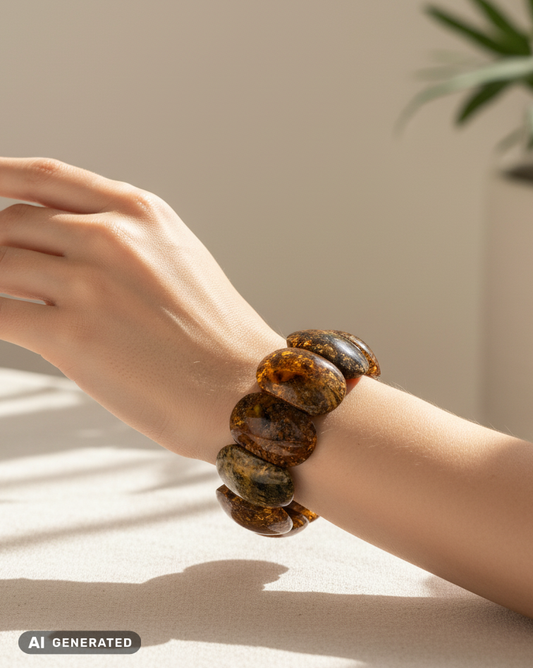Handarbeit Bernstein-Armband mit natürlicher, dunkler Maserung